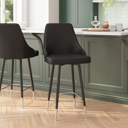 Flash Furniture BK 26" LeatherSoft Stools with Chrome Accents, 2PK SY-807-26-BK-GG
